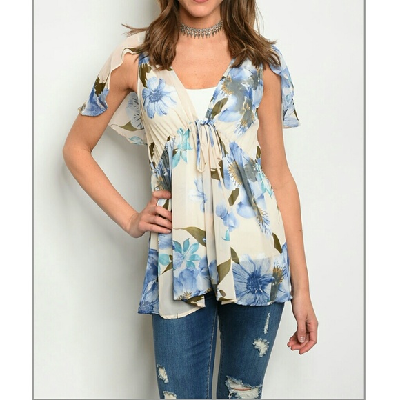 CLEARANCE! Sheer floral top - Picture 2 of 6